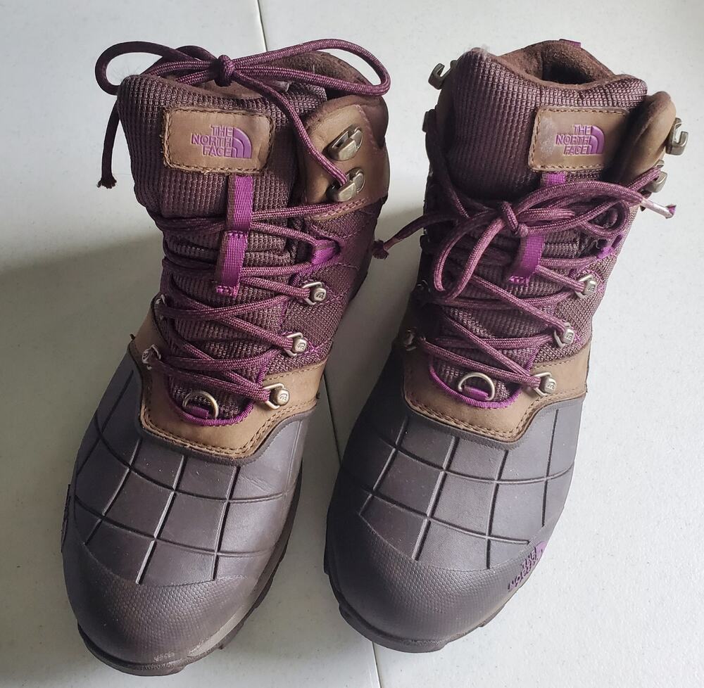 The North Face Womens Brown Purple Primaloft Fall Winter Boots Size 8.5 Quality
